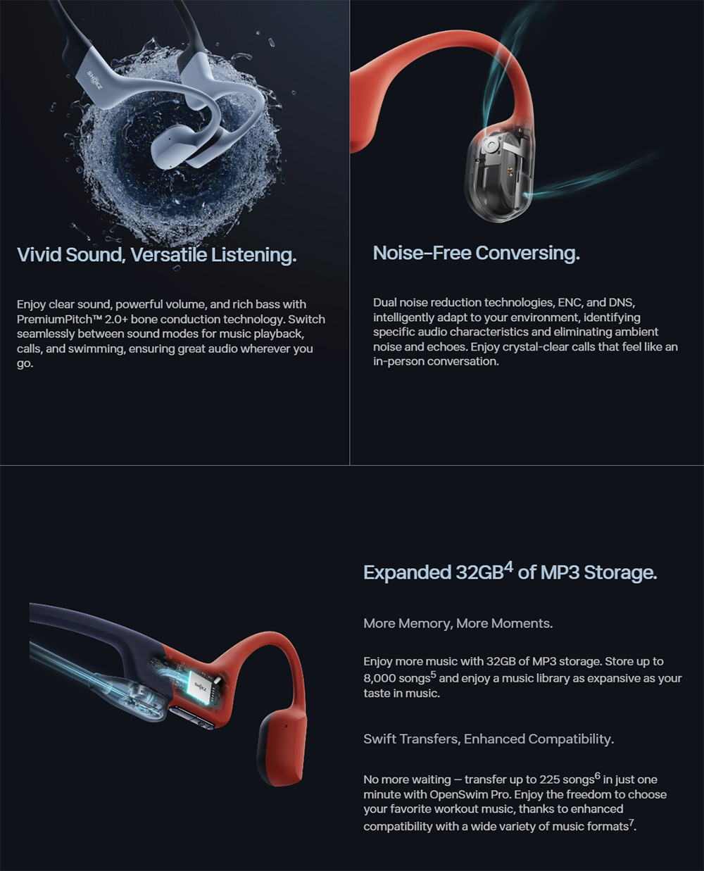 SHOKZ OpenSwim Pro Open-ear Earphones, Bone Conduction Sport Headphones, IP68 Waterproof, Bluetooth + MP3 Dual Modes, Up to 9 Hours Playtime - Orange