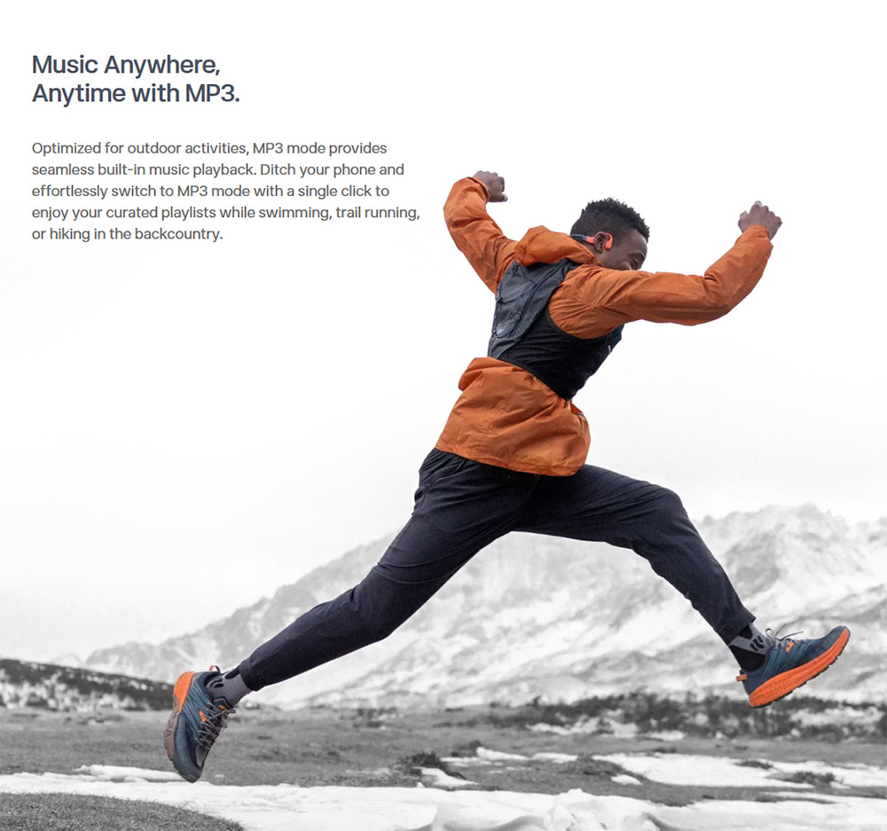 SHOKZ OpenSwim Pro Open-ear Earphones, Bone Conduction Sport Headphones, IP68 Waterproof, Bluetooth + MP3 Dual Modes, Up to 9 Hours Playtime - Orange