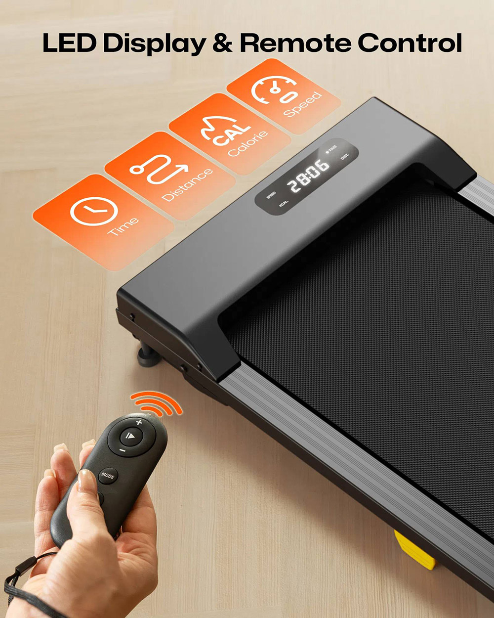 SYSURO S1L gyalogl&oacute;pad fut&oacute;pad, 136 kg, 0,1-10,2 km/h, 9%-os lejtő, 5 r&eacute;tegű szalag, LED kijelző, t&aacute;vir&aacute;ny&iacute;t&oacute;