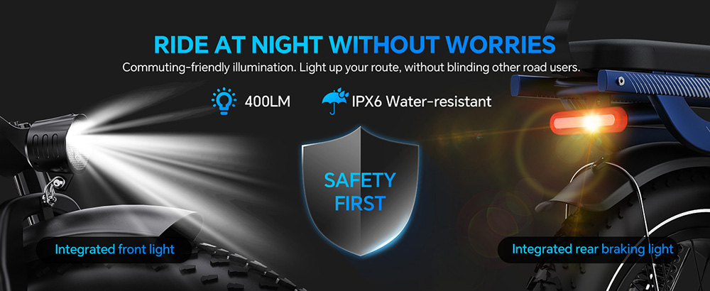 TESWAY X7 Pro Electric Bike, 1000W Motor, 48V 60Ah Battery, 20*4 inch Tires, 50km/h Max Speed, 320km Max Range, Dual Hydraulic Brakes, Full Suspension, Shimano 7-speed - Blue