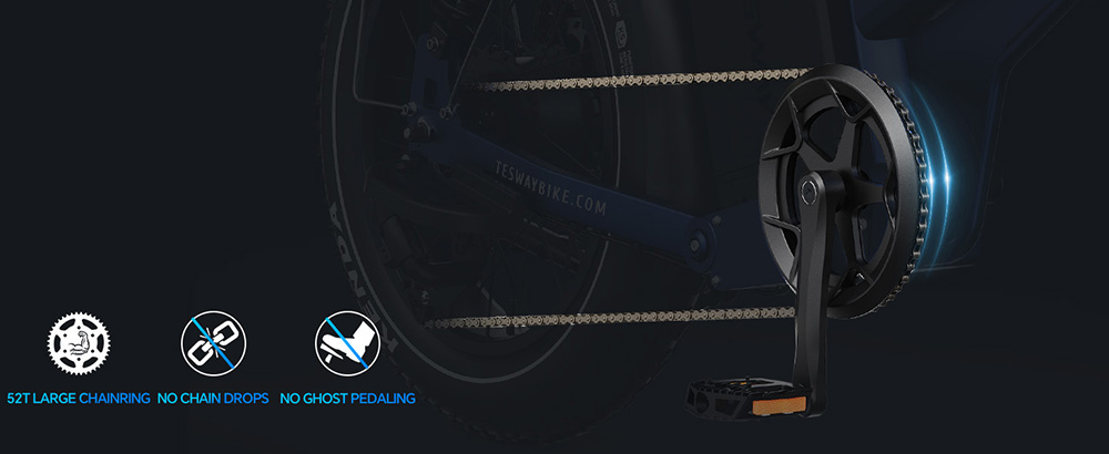 TESWAY X7 Pro Electric Bike, 1000W Motor, 48V 60Ah Battery, 20*4 inch Tires, 50km/h Max Speed, 320km Max Range, Dual Hydraulic Brakes, Full Suspension, Shimano 7-speed - Blue