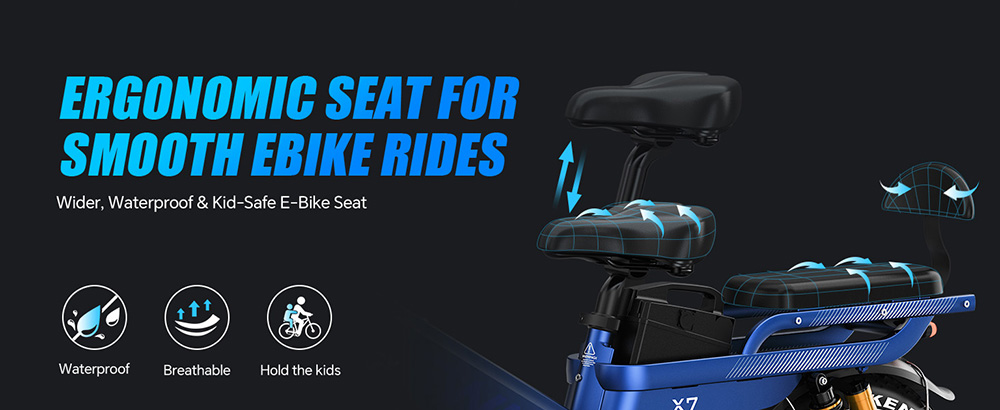 TESWAY X7 Pro Electric Bike, 1000W Motor, 48V 60Ah Battery, 20*4 inch Tires, 50km/h Max Speed, 320km Max Range, Dual Hydraulic Brakes, Full Suspension, Shimano 7-speed - Blue