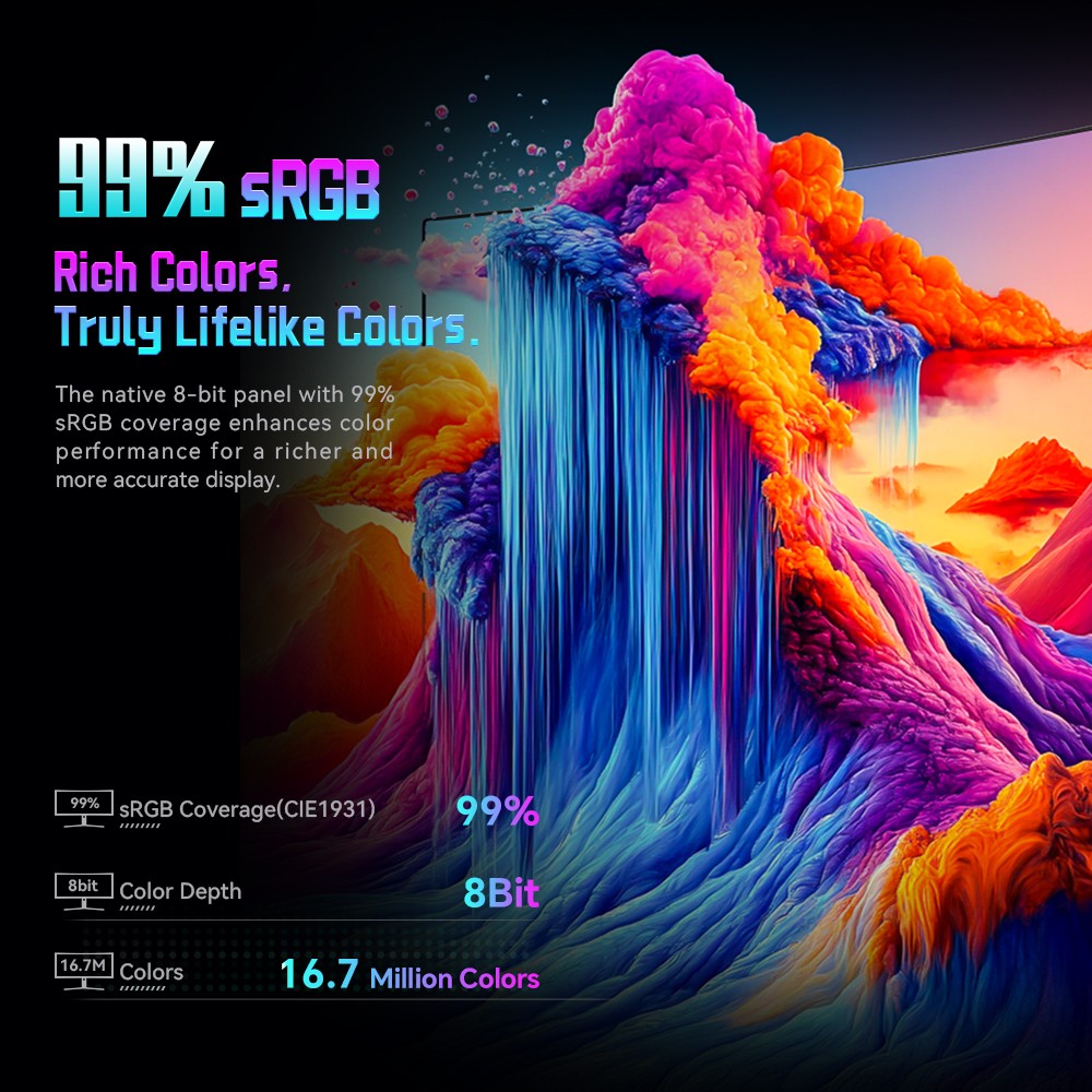 TITAN ARMY C34A1R 34 Zoll Gaming-Monitor, 3440 x 1440 21:9 1500R Curved Screen, 165 Hz Bildwiederholrate, 99 % sRGB, HDR400, 1 ms MPRT, FreeSync & G-Sync, Game+ Assist, Low Blue Light, h&ouml;henverstellbarer St&auml;nder und Wandmontage m&ouml;glich