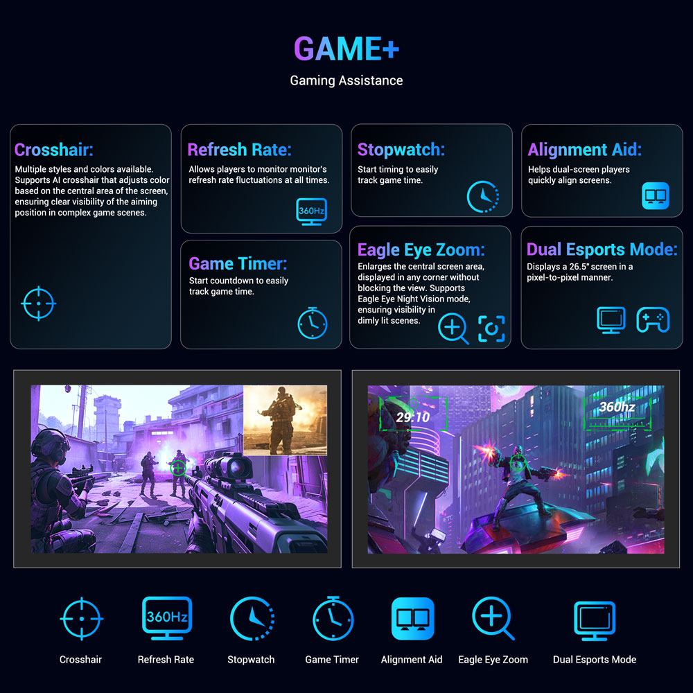 Refurbished TITAN ARMY G27T8T Gaming Monitor, 26.5-inch 2560*1440 QD-OLED Screen, 360Hz Refresh Rate, 0.03ms GTG, 1000 nits, HDR 400, Adaptive-Sync, 65W Type-C Charging, Dual Speakers, Ambient Light, 2*HDMI 2.1 1*DP 1.4 1*USB-A 1*USB-B 1*Audio