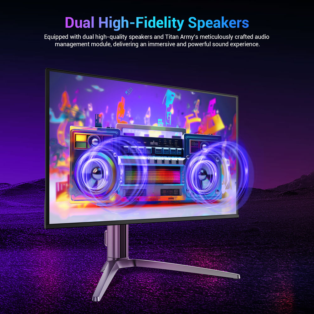 Refurbished TITAN ARMY G27T8T Gaming Monitor, 26.5-inch 2560*1440 QD-OLED Screen, 360Hz Refresh Rate, 0.03ms GTG, 1000 nits, HDR 400, Adaptive-Sync, 65W Type-C Charging, Dual Speakers, Ambient Light, 2*HDMI 2.1 1*DP 1.4 1*USB-A 1*USB-B 1*Audio