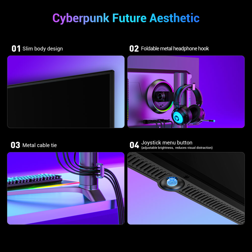 Refurbished TITAN ARMY G27T8T Gaming Monitor, 26.5-inch 2560*1440 QD-OLED Screen, 360Hz Refresh Rate, 0.03ms GTG, 1000 nits, HDR 400, Adaptive-Sync, 65W Type-C Charging, Dual Speakers, Ambient Light, 2*HDMI 2.1 1*DP 1.4 1*USB-A 1*USB-B 1*Audio