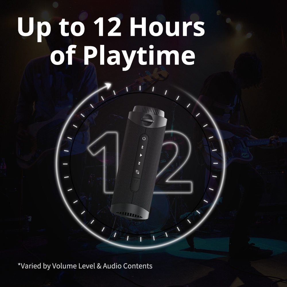 Refurbished Tronsmart T7 Portable Bluetooth Speaker with LED Lights, 30W Output, SoundPulse, TWS, ATS2853, IPX7 Waterproof, Custom Equalizers - Dark Blue