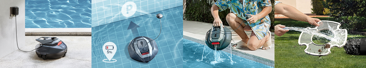 Robotický čistič bazénov Ultenic Pooleco 10, 90min prevádzky, 5200mAh, 2x motor, pre podzemné/nadpozemné bazény do 850 m2.ft