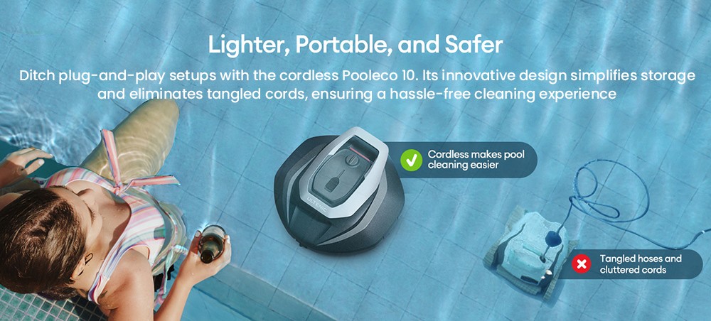 Robotický čistič bazénov Ultenic Pooleco 10, 90min prevádzky, 5200mAh, 2x motor, pre podzemné/nadpozemné bazény do 850 m2.ft