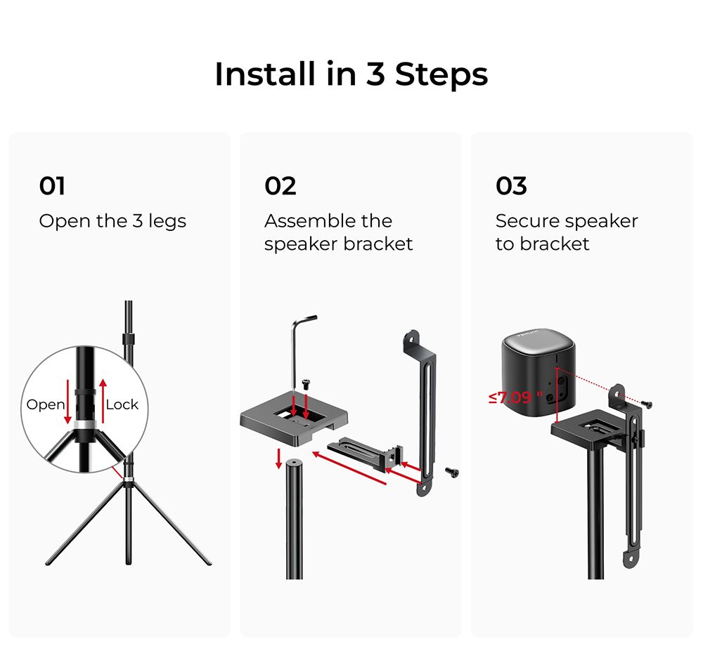 Ultimea Steady 310 Speaker Stands, Compatible with Poseidon and Aura Series