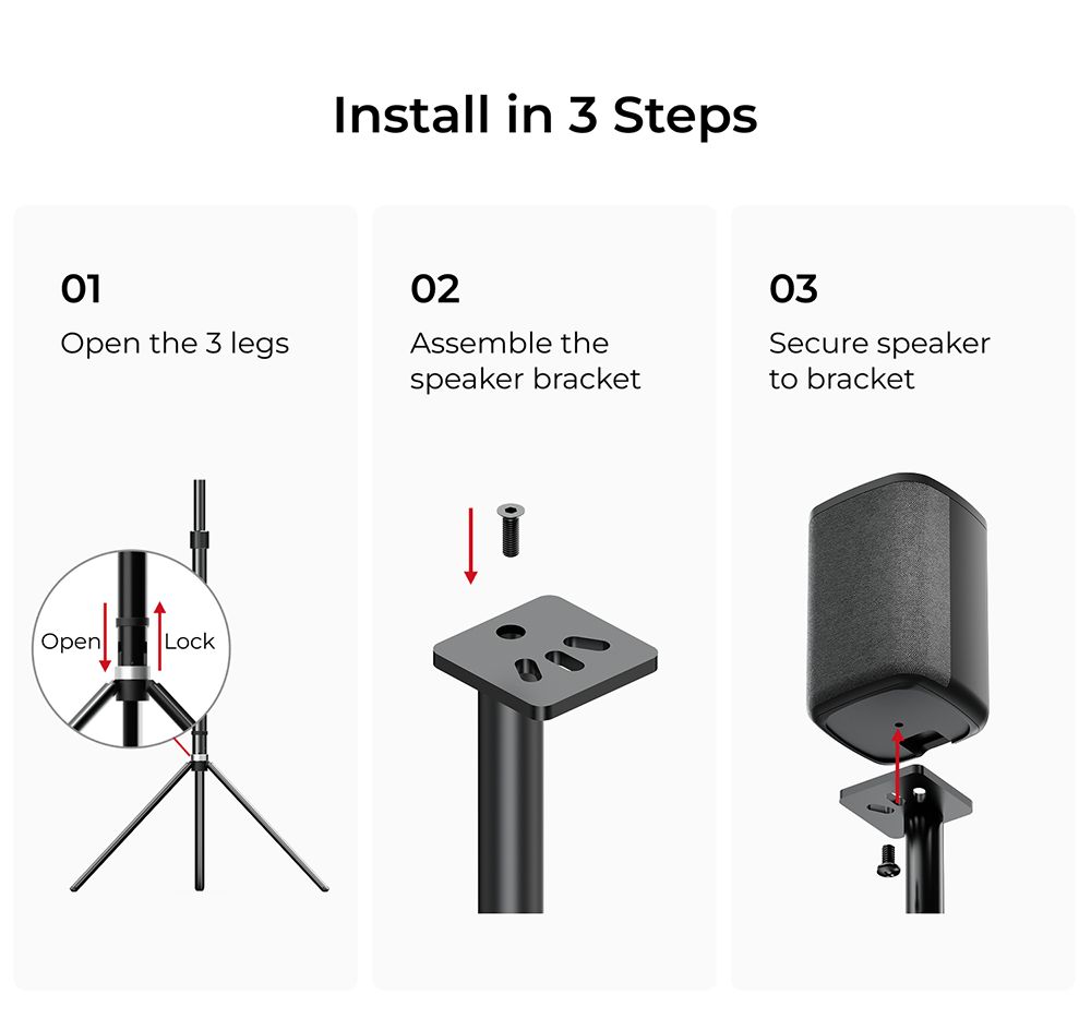 Ultimea Steady 310 Speaker Stands, Compatible with Poseidon and Aura Series