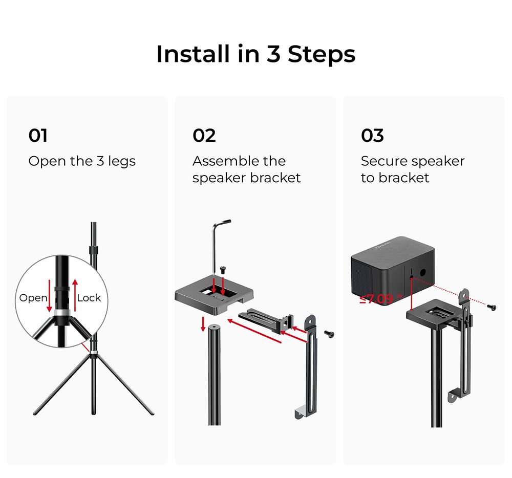 Ultimea Steady 310 Speaker Stands, Compatible with Poseidon and Aura Series