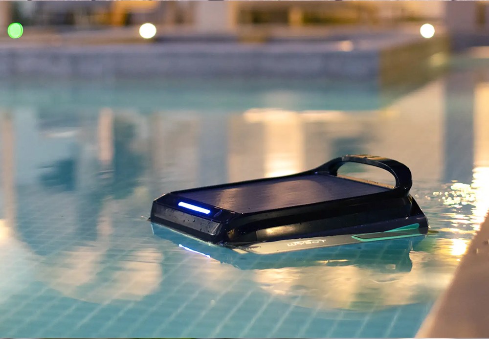 WYBOT F1 Solar Pool Skimmer Robot, 8H Runtime, App Control, Smart Obstacle Avoidance, Anti-Tangle/Leak/Strand, Edge Cleaning, Black