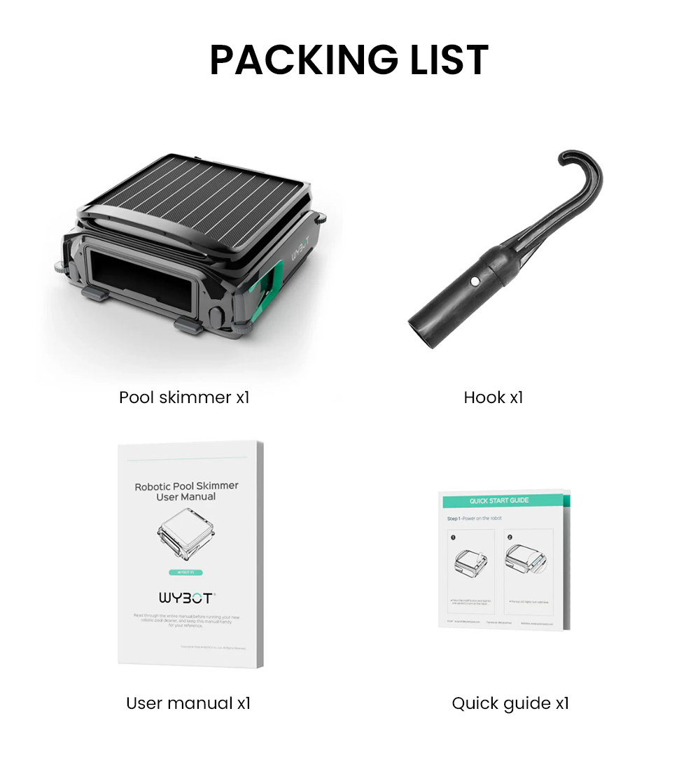 WYBOT F1 Solar Pool Skimmer Robot, 8H Runtime, App Control, Smart Obstacle Avoidance, Anti-Tangle/Leak/Strand, Edge Cleaning, Black