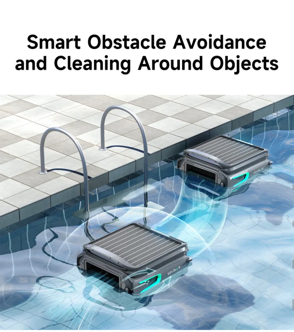 WYBOT F1 Solar Pool Skimmer Robot, 8H Runtime, App Control, Smart Obstacle Avoidance, Anti-Tangle/Leak/Strand, Edge Cleaning, Black