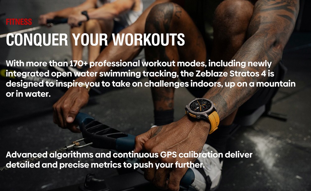 Zeblaze Stratos 4 Rugged Outdoor Smartwatch, 1.43 inch AMOLED Display, 6 Satellite Positioning Systems, Health Monitoring, 170+ Sports Modes, Up to 60 Days Battery Life, Bluetooth Calling - Black