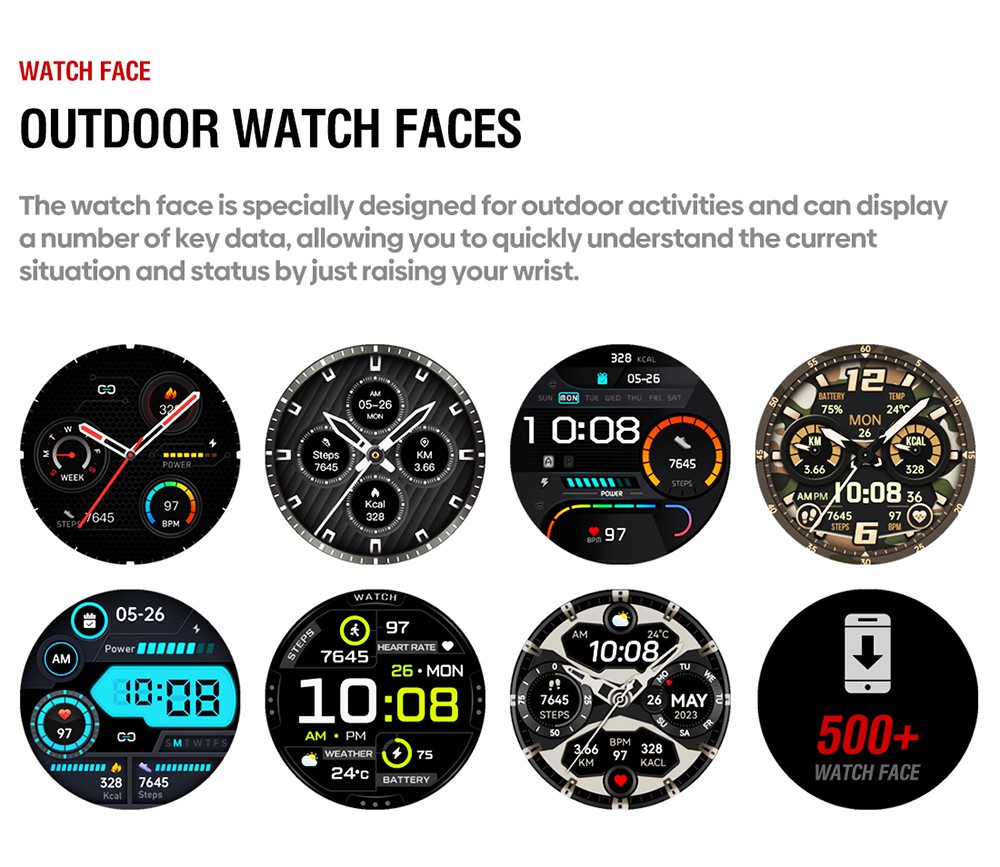 Zeblaze Stratos 4 Rugged Outdoor Smartwatch, 1.43 inch AMOLED Display, 6 Satellite Positioning Systems, Health Monitoring, 170+ Sports Modes, Up to 60 Days Battery Life, Bluetooth Calling - Orange