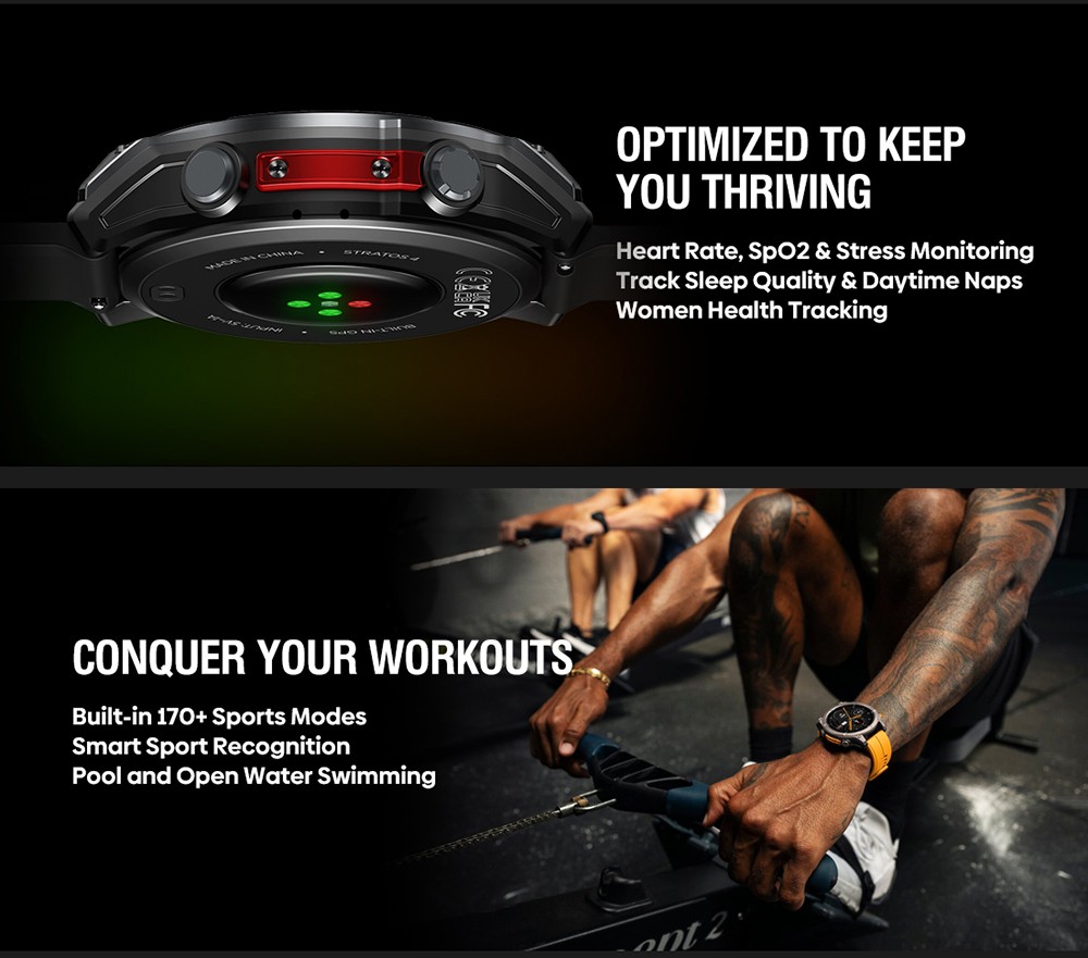 Zeblaze Stratos 4 Rugged Outdoor Smartwatch, 1.43 inch AMOLED Display, 6 Satellite Positioning Systems, Health Monitoring, 170+ Sports Modes, Up to 60 Days Battery Life, Bluetooth Calling - Orange