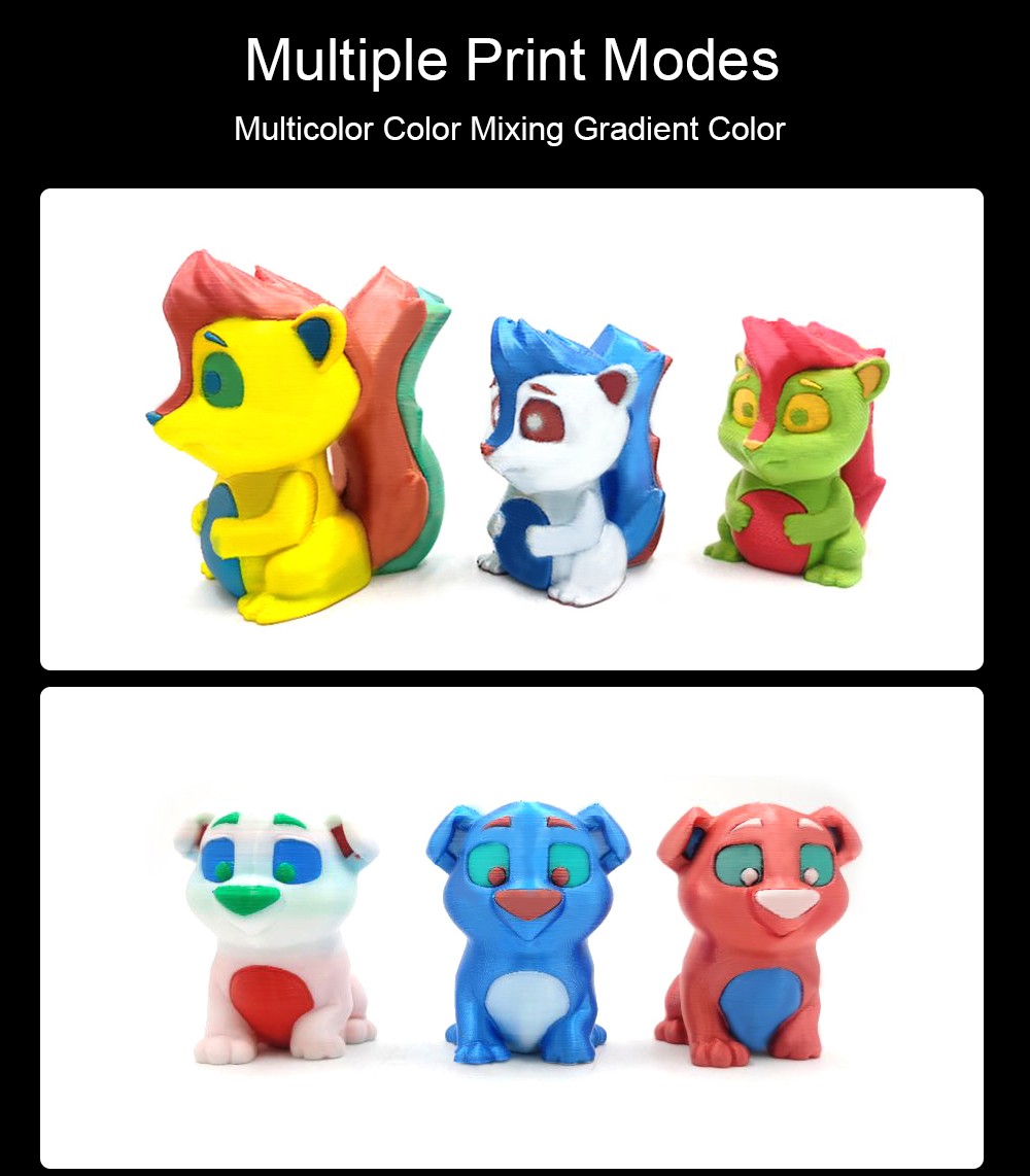 Refurbished Zonestar Z8PM4 Pro Extruder 4-IN-1-OUT Color-Mixing 3D Printer LCD Screen High Precision Resolution DIY Kit - Black