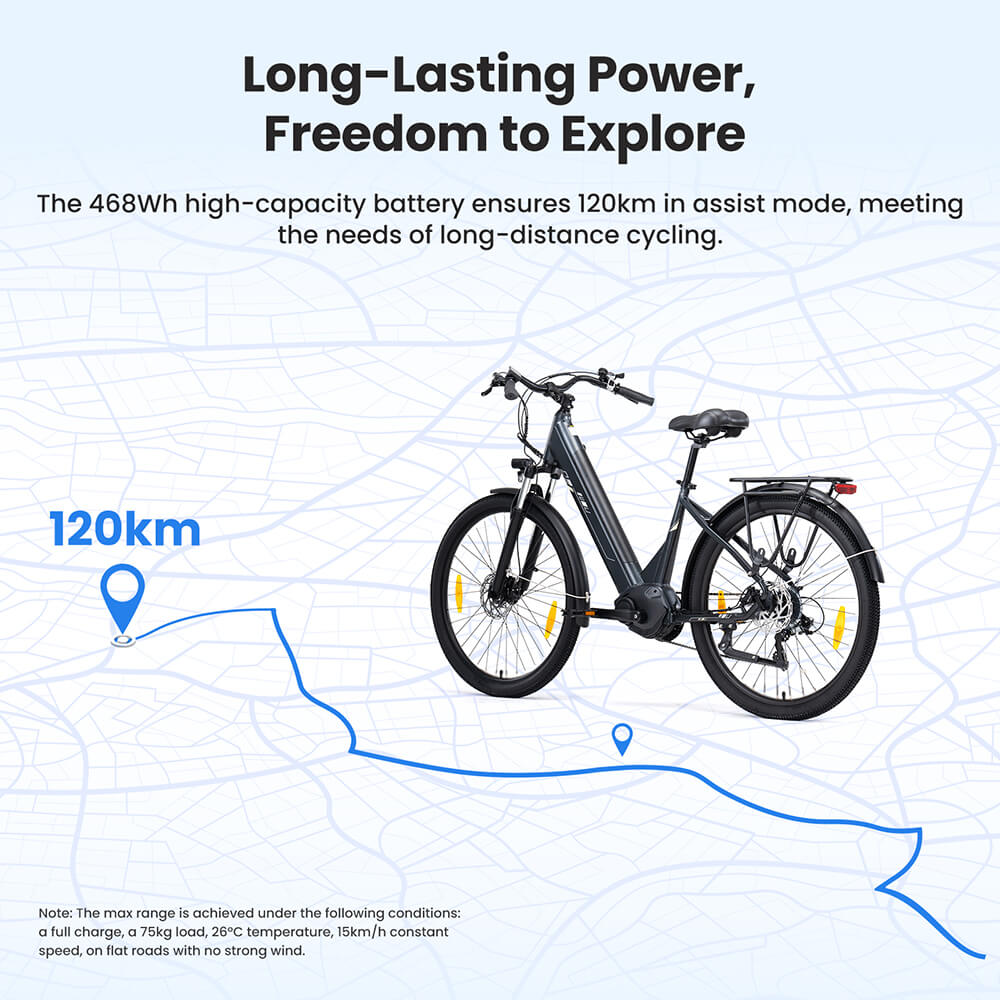 Touroll Urbano 3 EU Plug Grey, 27,5 palca, 36V 13AH kapacita batérie, 250W stredový motor e-bike