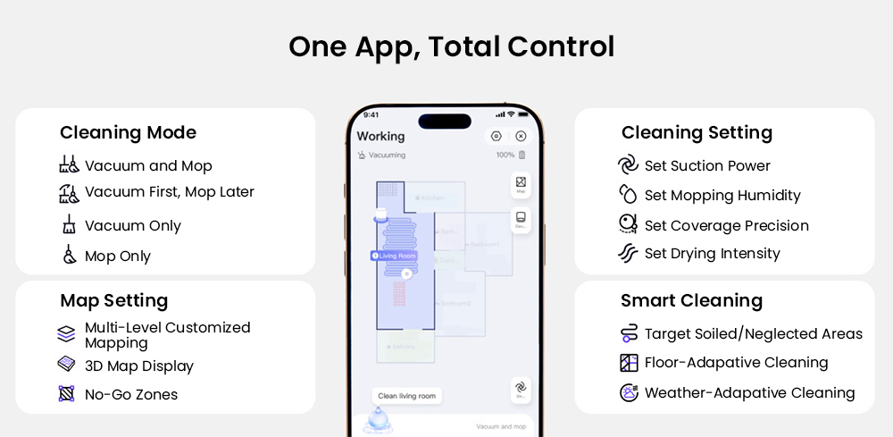 NARWAL Freo Z10 Robot Vacuum and Mop, Tangle Free, 15,000Pa Suction, Adapts to Hard-to-Reach Areas, Self-Emptying, Mop Washing & Drying, Obstacle Avoidance, for Pet Hair & Hard Floor, White