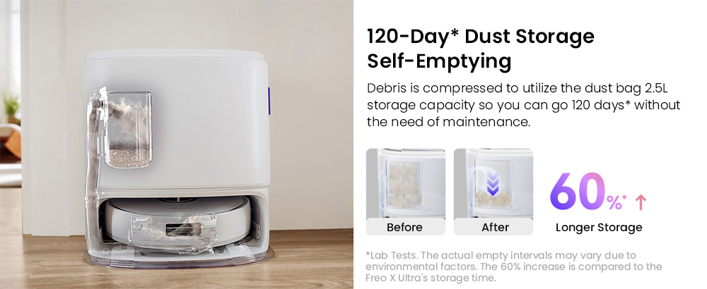 NARWAL Freo Z10 Robot Vacuum and Mop, Tangle Free, 15,000Pa Suction, Adapts to Hard-to-Reach Areas, Self-Emptying, Mop Washing & Drying, Obstacle Avoidance, for Pet Hair & Hard Floor, White