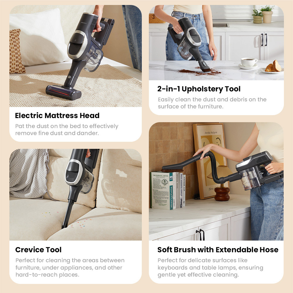 JIMMY JV9 Pro Aqua akkus porsz&iacute;v&oacute;, 160 AW erős sz&iacute;v&oacute;erő, 45 perc &uuml;zemidő, HEPA szűrő, 0,6 literes porzs&aacute;k, 500 ml-es v&iacute;ztart&aacute;ly, LED kijelző, sz&uuml;rke