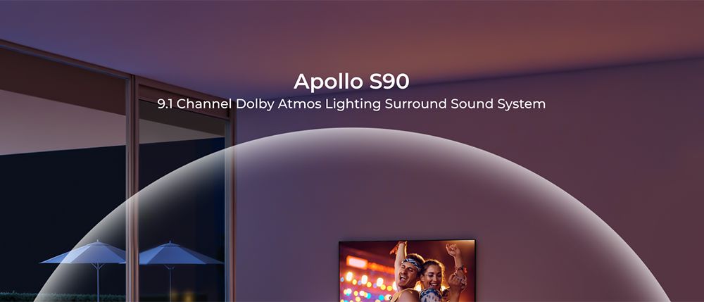 Ultimea Apollo S90 9.1-kanálový soundbar, Dolby Atmos, špičkový výkon 470 W, osvetlenie RGB, ovládanie aplikácií, 121 prednastavených matíc EQ, Bluetooth 5.3, odnímateľná konštrukcia