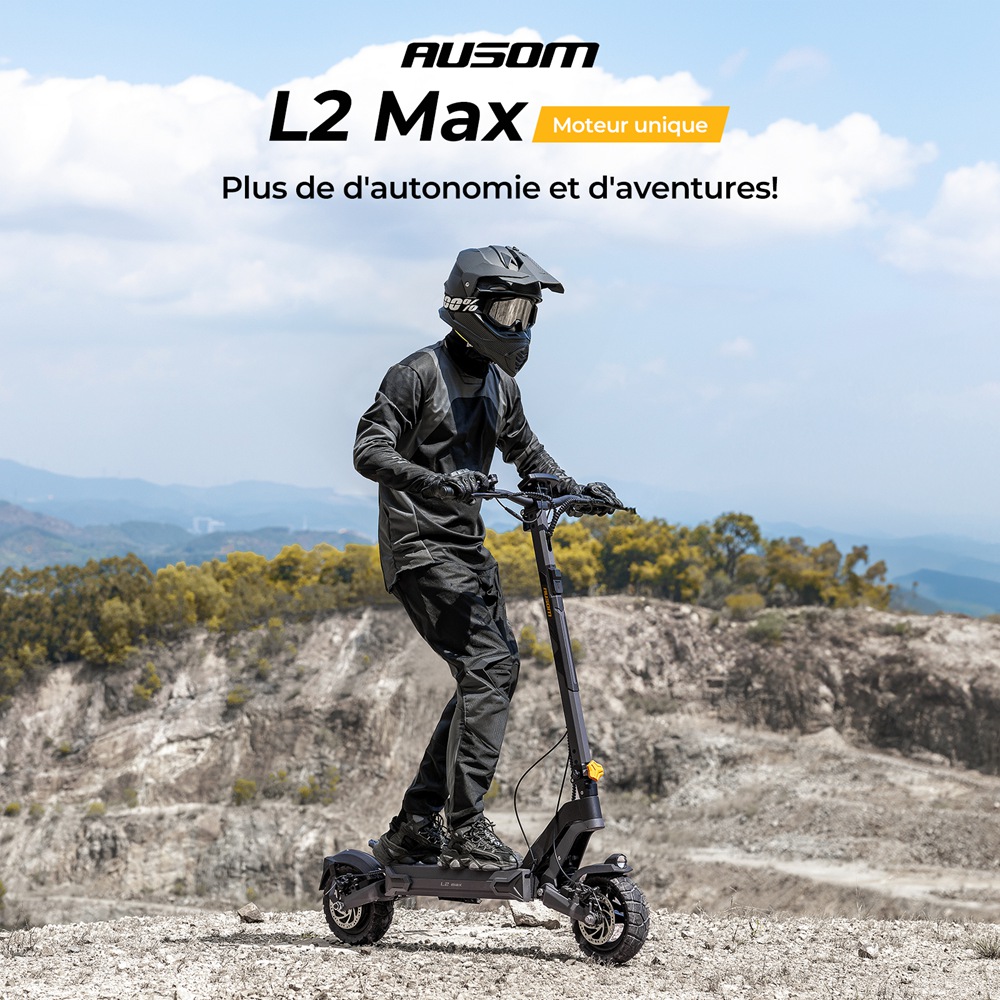 Ausom L2 Max Elektromos Roller, 1000 W-os Motor, 48 V 20,8 Ah Akkumul&aacute;tor, 10 colos Gumiabroncsok, 50 km/h V&eacute;gsebess&eacute;g, 90 km Hat&oacute;t&aacute;vols&aacute;g, Első &eacute;s H&aacute;ts&oacute; T&aacute;rcsaf&eacute;k, Lengőkaros Felf&uuml;ggeszt&eacute;s, NFC Z&aacute;r &eacute;s Jelsz&oacute;k&oacute;d