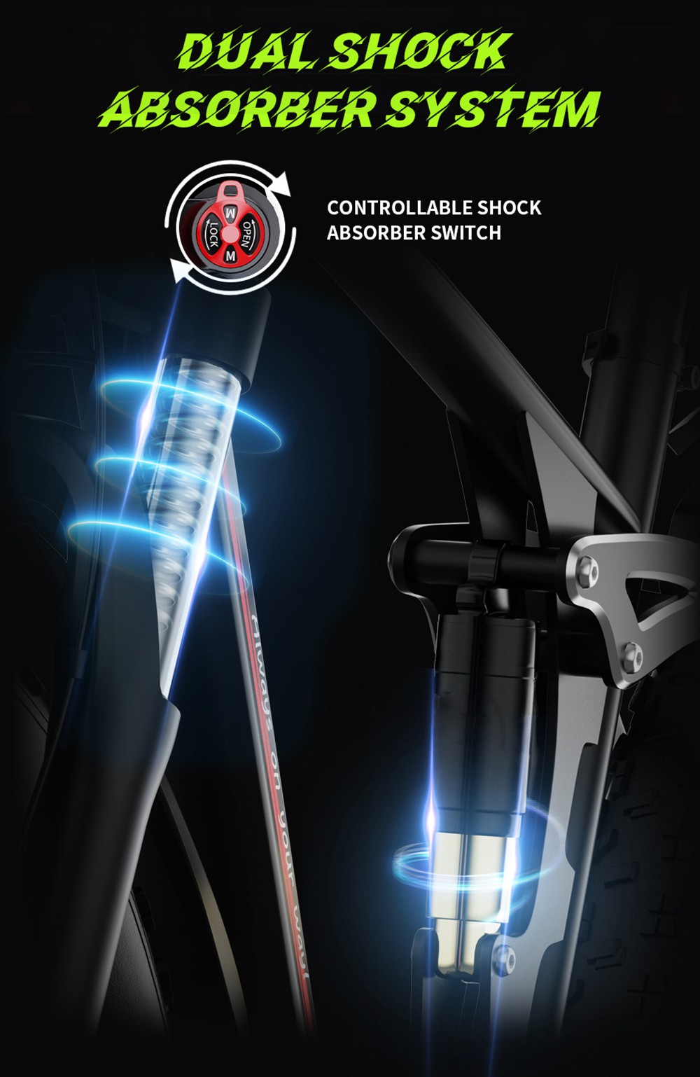DUOTTS S26 Elektrofahrrad, 750 W*2 Motor, 50 km/h Höchstgeschwindigkeit, 26*4,0 Zoll aufblasbare Reifen, 48 V 19,2 Ah LG Akku, 120 km Reichweite