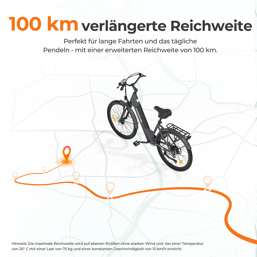 Foride Roamer 1 Step-Thru-Elektrofahrrad, 250-W-Motor, 36-V-13-Ah-Akku, 27,5-Zoll-Reifen, 25 km/h H&ouml;chstgeschwindigkeit, 100 km maximale Reichweite, Scheibenbremse, Federung mit Sperre, Shimano 7-Gang-Schaltung &ndash; Gr&uuml;n