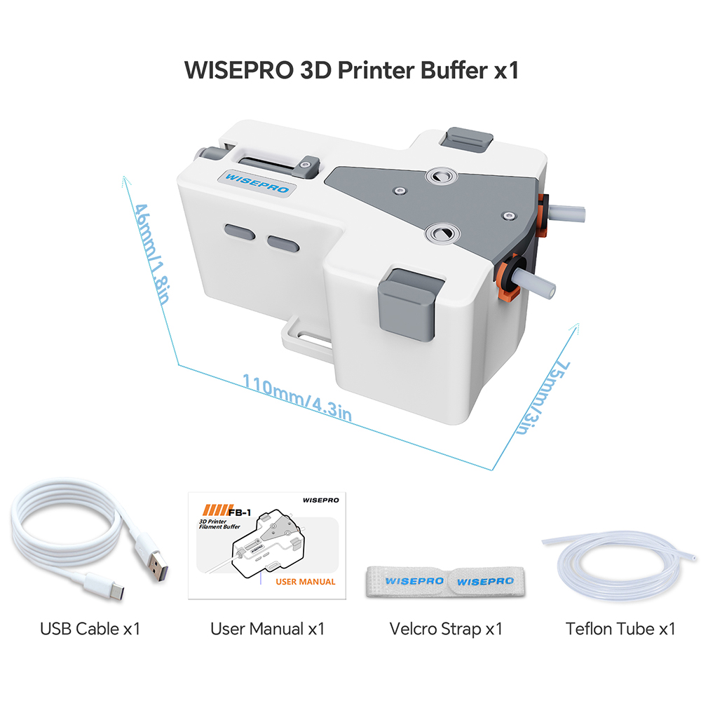 WISEPRO 3D Printer Filament Buffer, 1.75mm PLA/ABS Compatible, for Creality K1/K2/Hi/Ender and Anycubic Kobra S1/K3M/K3C