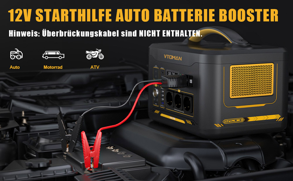 VTOMAN Jump 2200 Tragbares Powerstation, 1548Wh LiFePO4, 2200W AC, erweiterbar auf 3096Wh