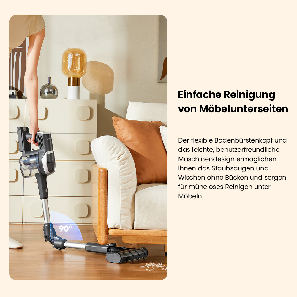 JIMMY JV9 Pro Aqua Staubsauger, kabellos, 160AW starke Saugleistung, 45min Laufzeit, HEPA-Filter, 0,6L Staubbeh&auml;lter, 500ml Wassertank, LED-Display, grau