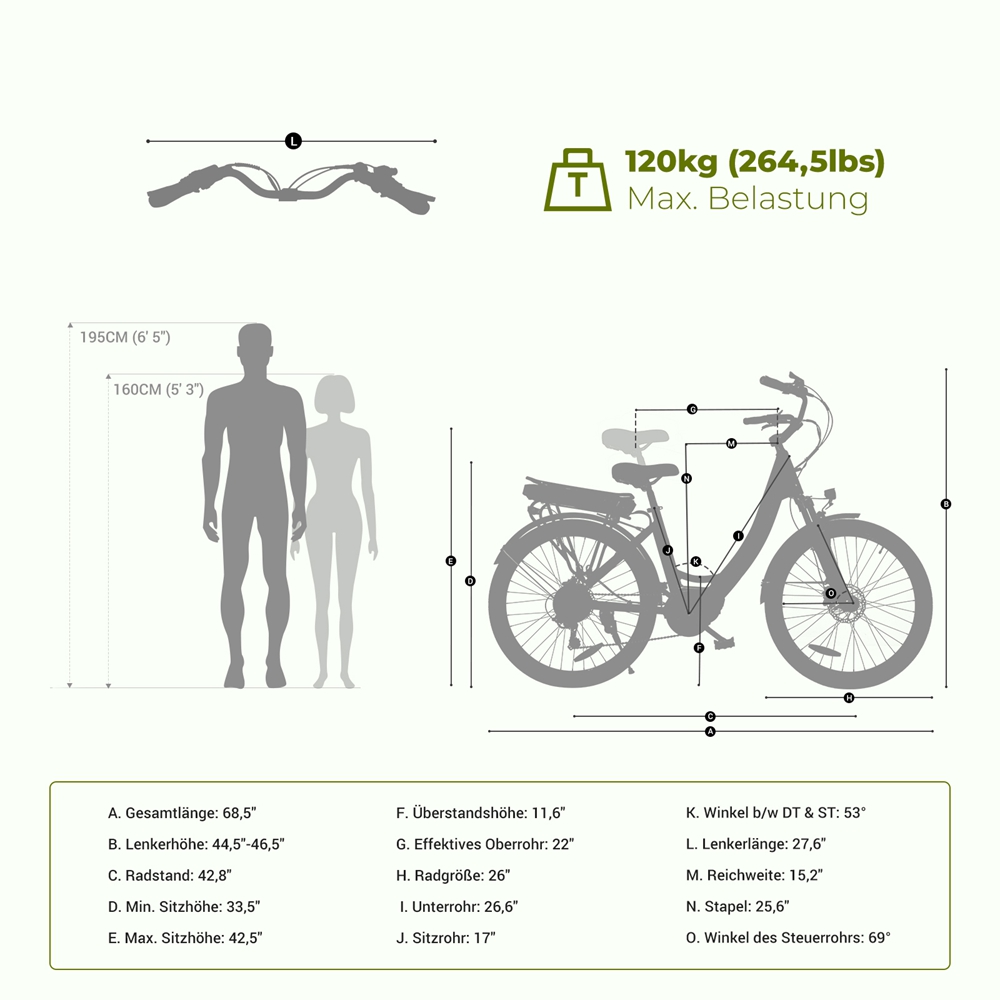 Eleglide C2 Elektrofahrrad, 250-W-Mittelmotor, 36-V-13-Ah-Akku, 26-Zoll-Reifen, 25 km/h H&ouml;chstgeschwindigkeit, 100 km Reichweite, hydraulische Scheibenbremse, Federung mit Sperre, Shimano 7-Gang