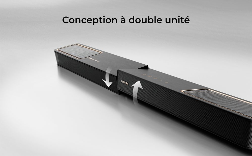 Ultimea Skywave F30 3.1.2 Barre de son, Dolby Atmos, contr&ocirc;le par application, puissance de cr&ecirc;te de 300 W, fonction CEC, Bluetooth 5.4, &eacute;galiseur graphique 10 bandes, 121 matrices d'&eacute;galisation pr&eacute;d&eacute;finies