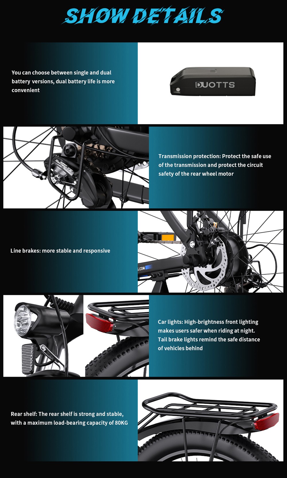 DUOTTS C29 Electric Bike 750W 15Ah Battery + Hydraulic Disc Brake Modified Set