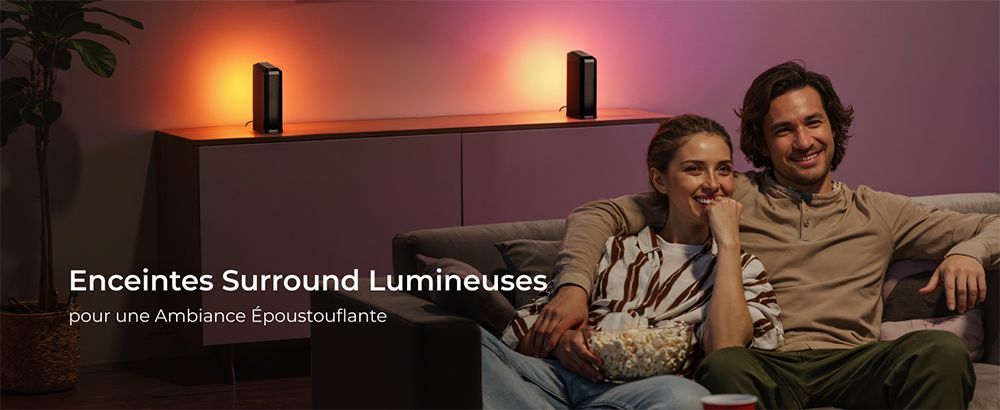 Ultimea Apollo S90 Barre de son 9.1 canaux, Dolby Atmos, puissance de crête de 470 W, éclairage RVB, contrôle par application, 121 matrices d'égalisation prédéfinies, Bluetooth 5.3, design détachable