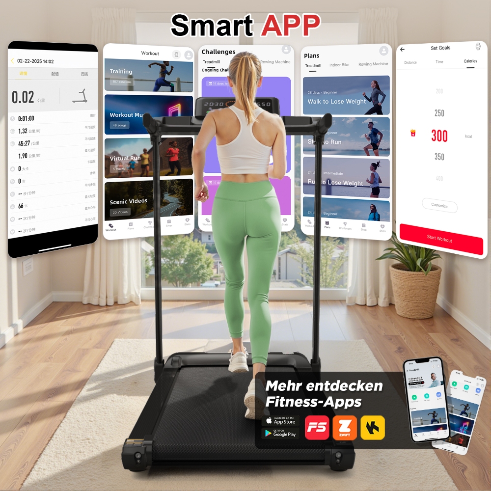 JK1601 Home Fitness-Laufband, 2,5-PS-Motor, 3 Modi und Smart-App