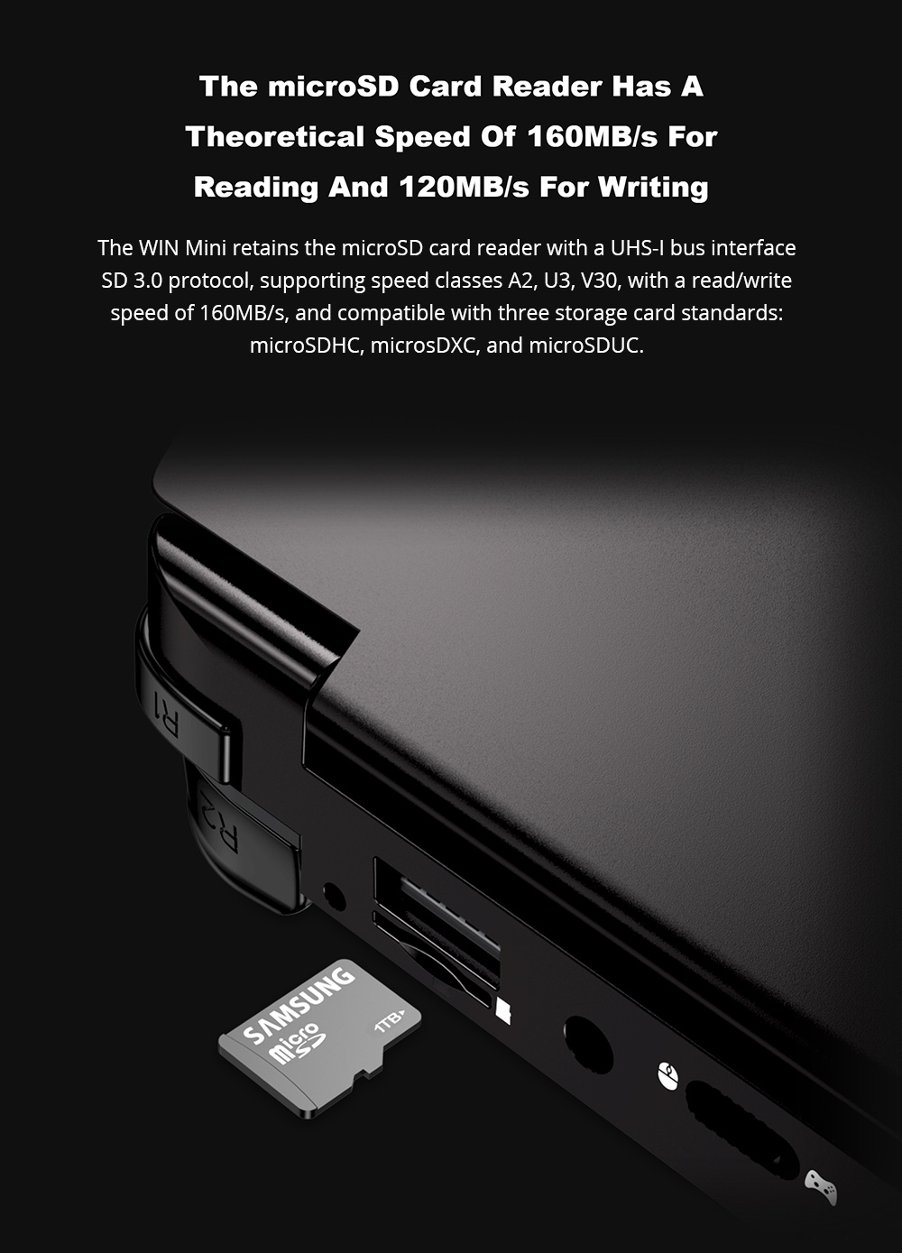 GPD WIN Mini 7-inch Handheld Game Console, AMD Ryzen 7 8840U, 120Hz, Support VRR, 32GB RAM 1TB SSD, Support USB4 & Graphics Card Expansion Dock, Full-Featured Type-C 65W Charging, 1*MicroSD, 1*USB3.2 Type-C 1*USB3.2 Type-A