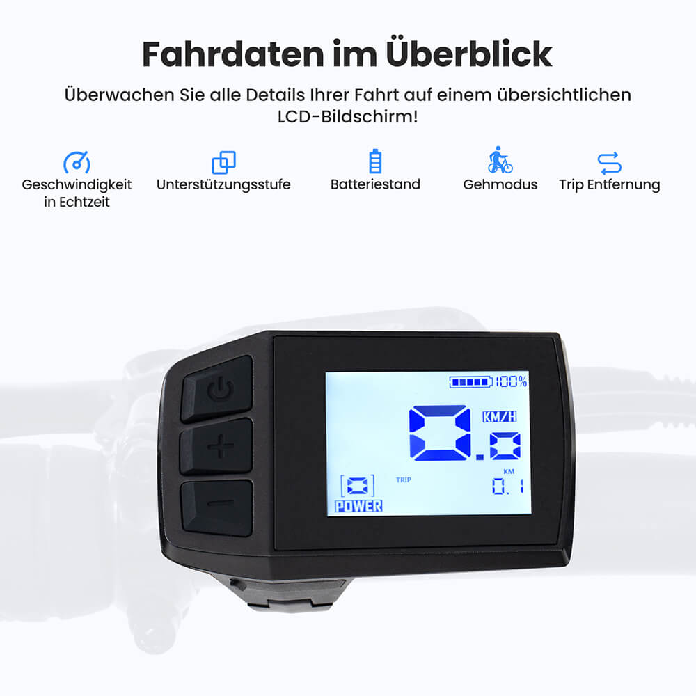 Touroll Urbano 3 Elektrofahrrad, 250-W-Mittelmotor, 36-V-13-Ah-Akku, 27,5-Zoll-Reifen, 25 km/h H&ouml;chstgeschwindigkeit, 120 km Reichweite, hydraulische Scheibenbremse, Federgabel mit Verriegelung