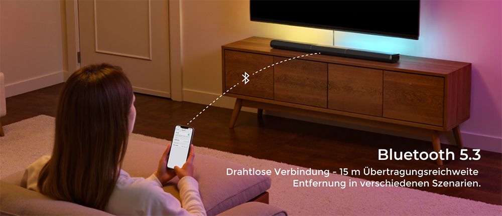 Ultimea Apollo S90 9.1-Kanal-Soundbar, Dolby Atmos, 470 W Spitzenleistung, RGB-Beleuchtung, App-Steuerung, 121 voreingestellte EQ-Matrizen, Bluetooth 5.3, abnehmbares Design