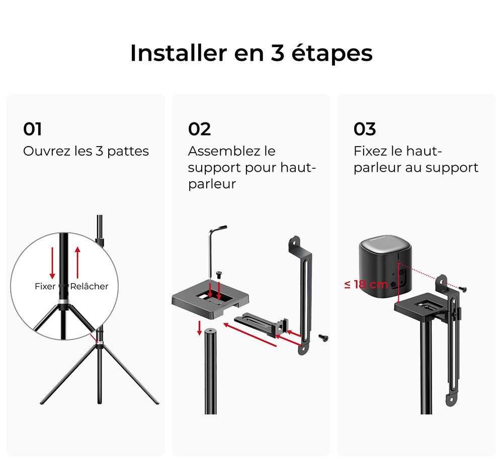 Ultimea Steady 310 Supports d'enceintes, compatibles avec les séries Poseidon et Aura
