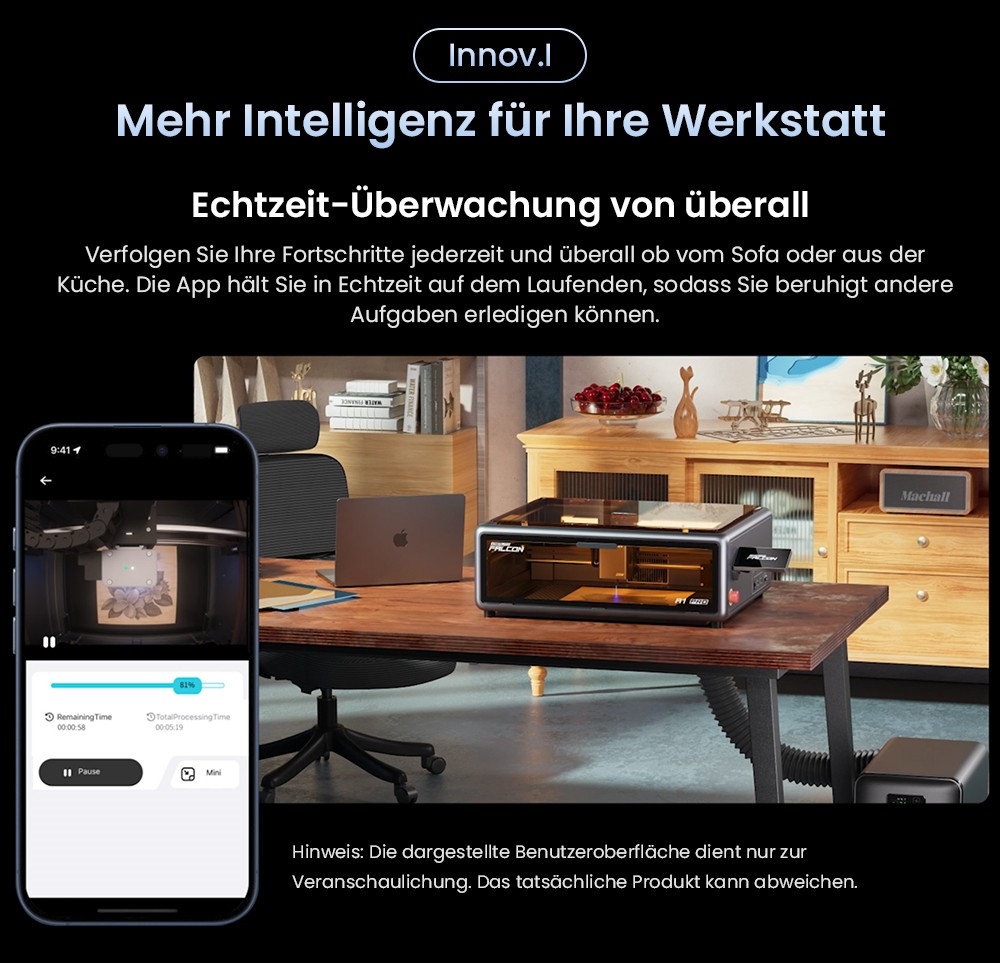 Creality Falcon A1 Pro Lasergravierer/Schneider, 20W Blau & 2W IR, KI-Kamera, 600mm/s Hochgeschwindigkeit, 4,3-Zoll-Touchscreen, 358x268mm, Grau