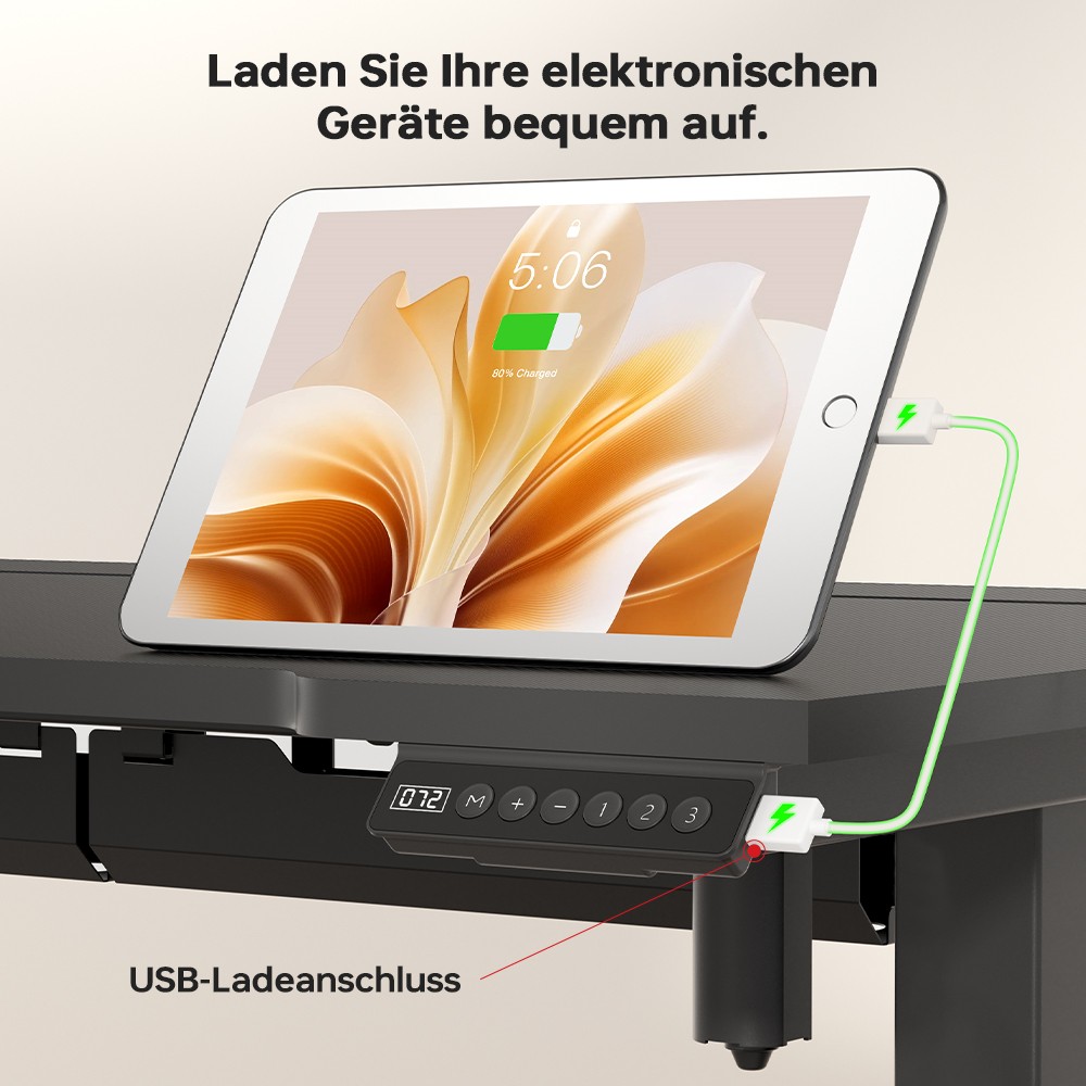 ACGAM JSD5-A1-02 Elektrisch h&ouml;henverstellbarer Schreibtisch mit RGB LED-Streifen