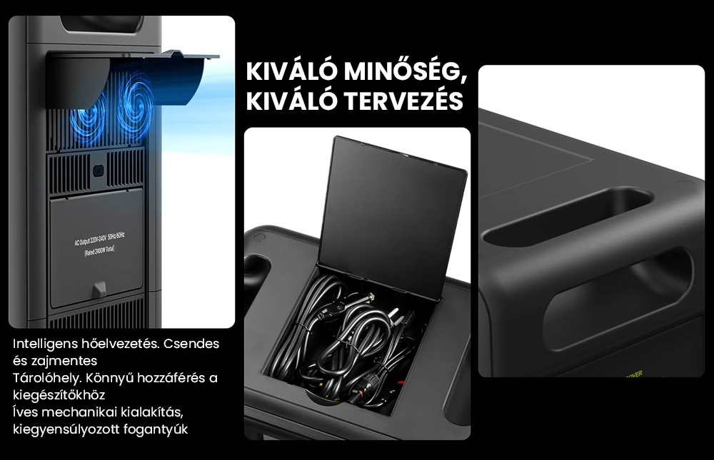 FOSSiBOT F2400 hordozhat&oacute; erőmű, 2048 Wh LiFePO4 akkumul&aacute;tor, 2400 W teljes&iacute;tm&eacute;nyű napelemes gener&aacute;tor, 3xAC lak&oacute;aut&oacute;s USB C t&iacute;pus&uacute; QC3.0 PD DC5521 tiszta szinuszhull&aacute;m&uacute; teljes aljzat, 1,5 &oacute;r&aacute;s gyors t&ouml;lt&eacute;s, bemeneti teljes&iacute;tm&eacute;nyszab&aacute;lyoz&oacute; gomb, k&eacute;tir&aacute;ny&uacute; inverter - z&ouml;ld