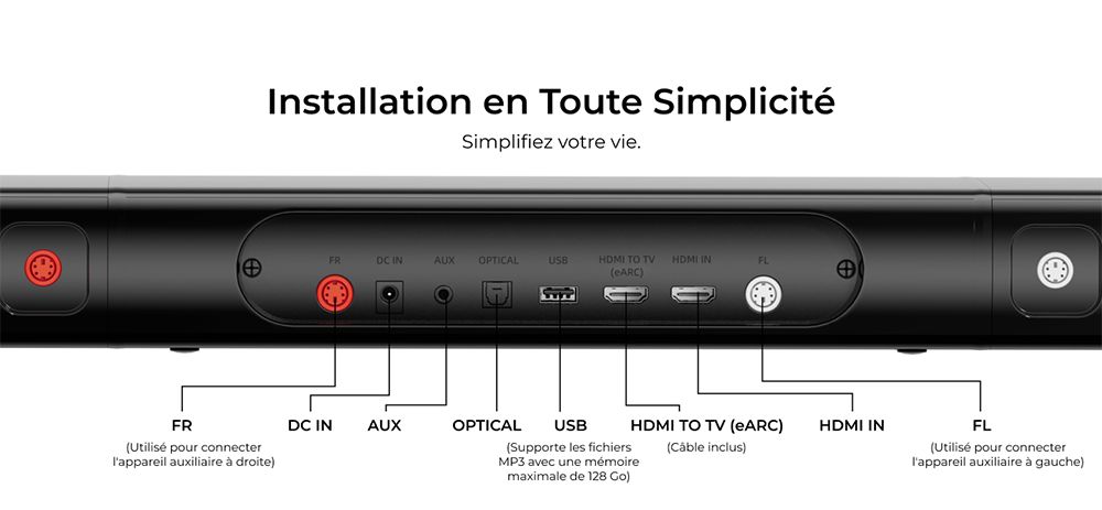 Ultimea Apollo S90 Barre de son 9.1 canaux, Dolby Atmos, puissance de crête de 470 W, éclairage RVB, contrôle par application, 121 matrices d'égalisation prédéfinies, Bluetooth 5.3, design détachable