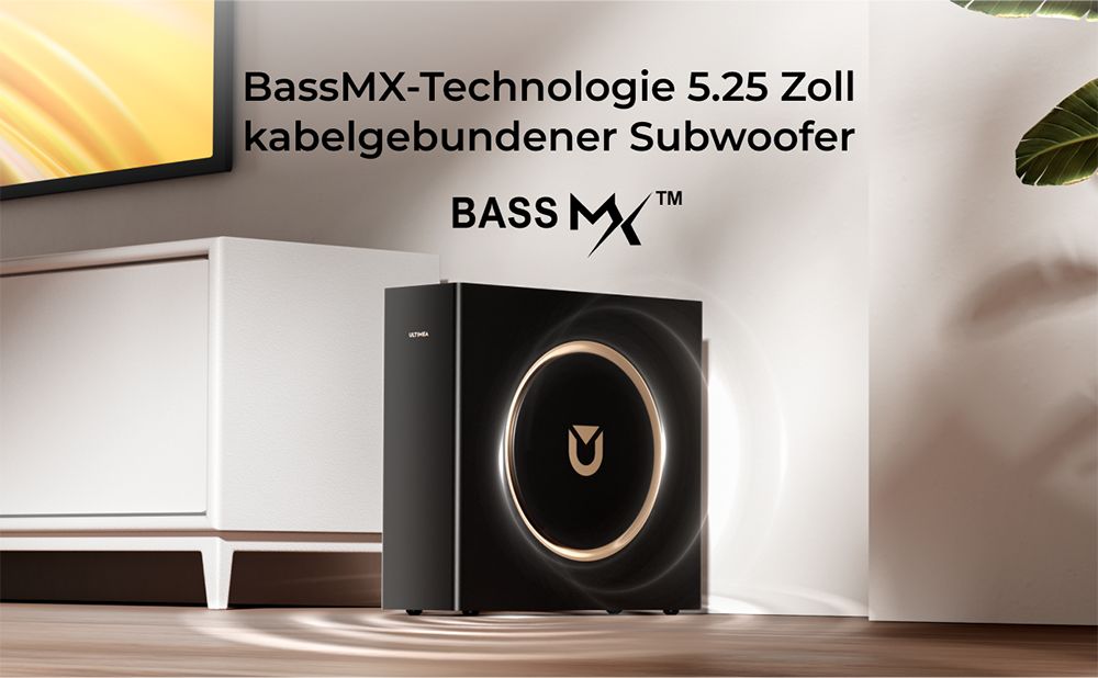Ultimea Skywave F30 3.1.2 Soundbar, Dolby Atmos, App-Steuerung, 300 W Spitzenleistung, CEC-Funktion, Bluetooth 5.4, 10-Band-Grafik-Equalizer-Einstellungen, 121 voreingestellte EQ-Matrizen