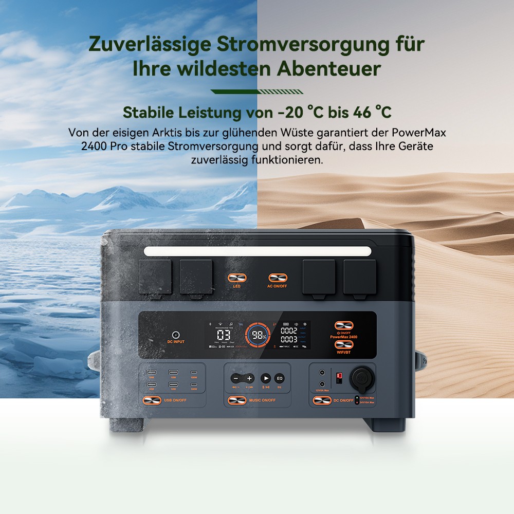 Blackview Oscal PowerMax 2400 Pro Powerstation, 2016Wh 2400W, LiFePO4 3500+ Zyklen, 1.2h Schnellladung, Smart App