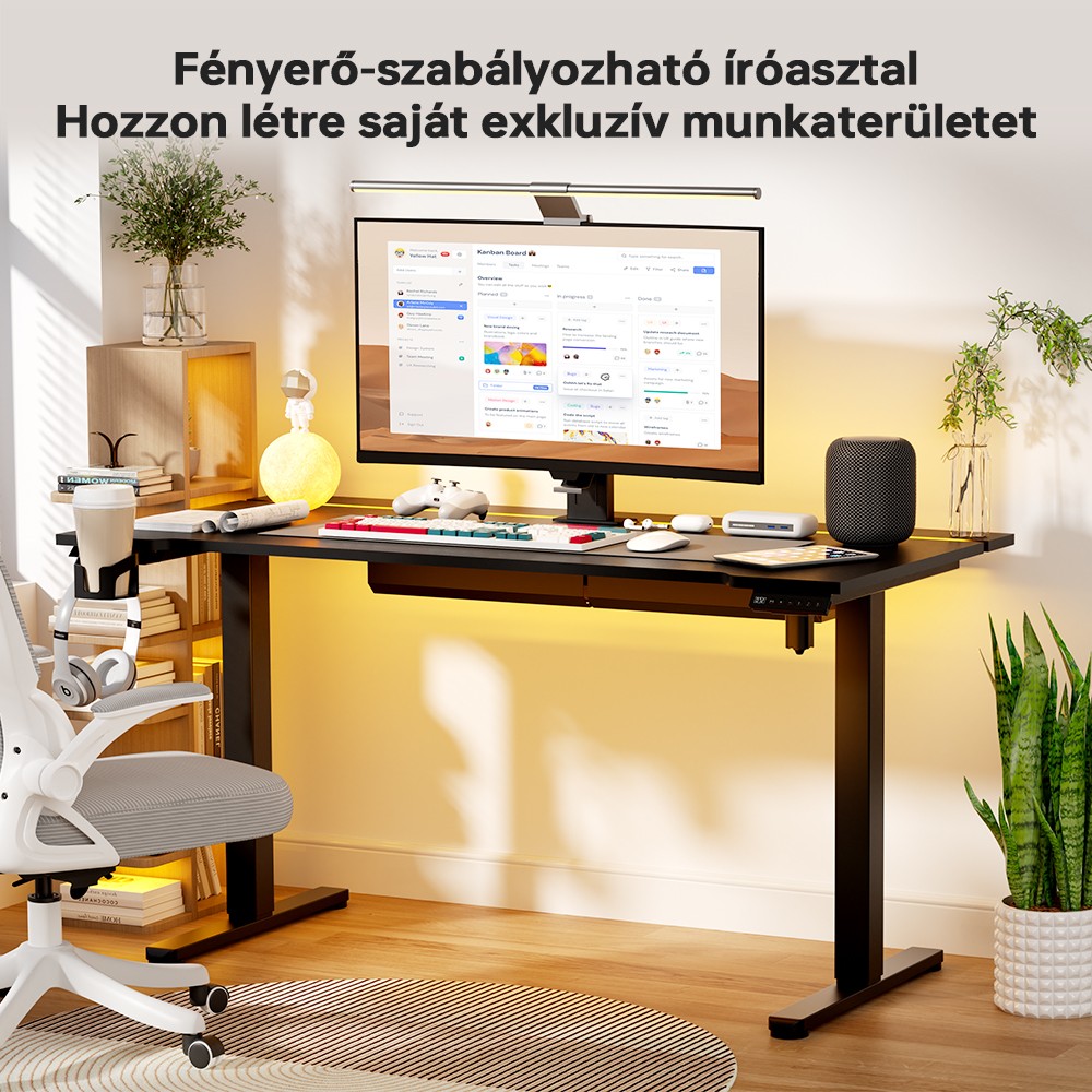 ACGAM JSD5-A1-02 Magass&aacute;gban &Aacute;ll&iacute;that&oacute; Elektromos &Iacute;r&oacute;asztal RGB LED F&eacute;nyszalaggal